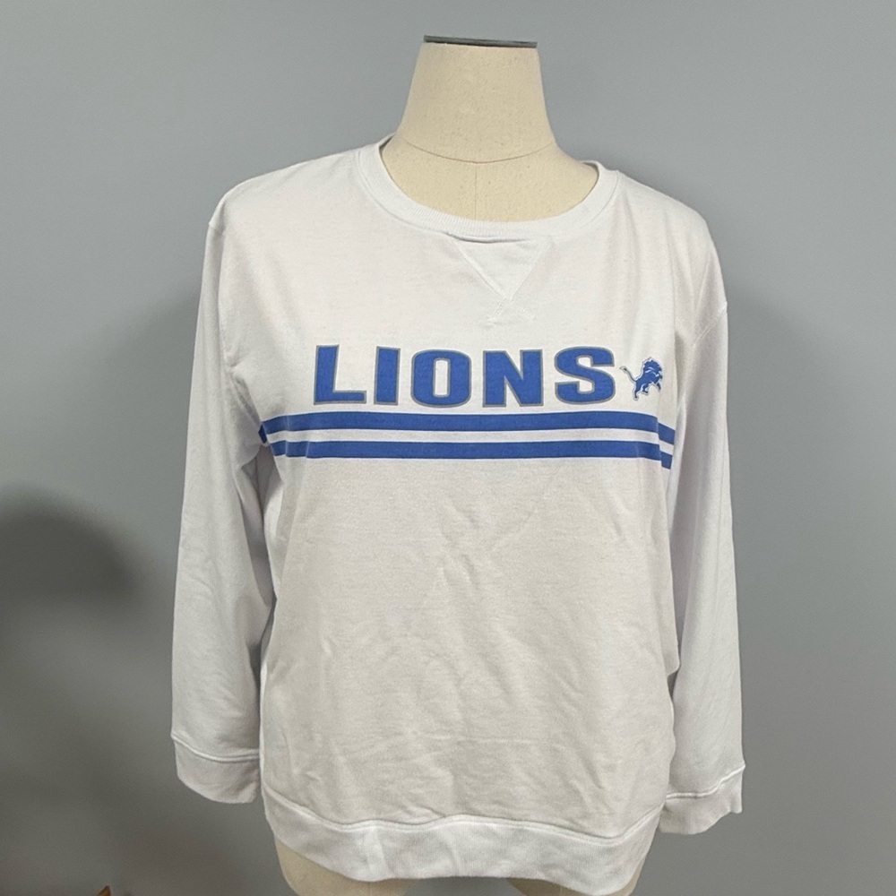 Detroit Lions Lightweight Sweatshirt Sleep Shirt Women’s 1X White NFL Apparel